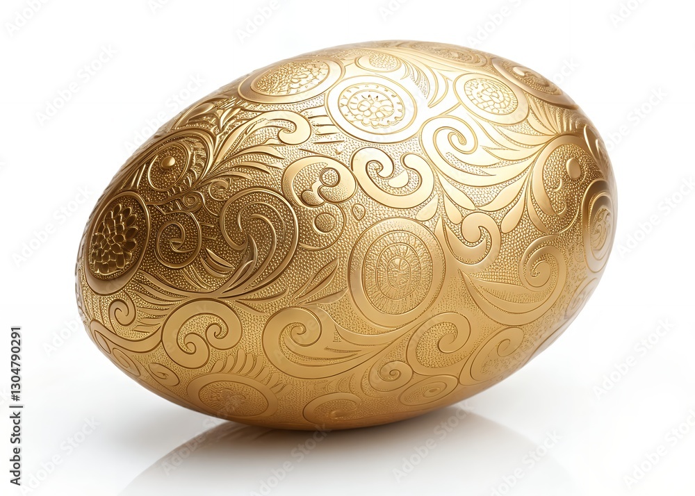 Golden Easter Egg with Intricate Embossed Swirls – Elegant Art Golden Easter Egg with Intricate Embossed Swirls – Elegant Art