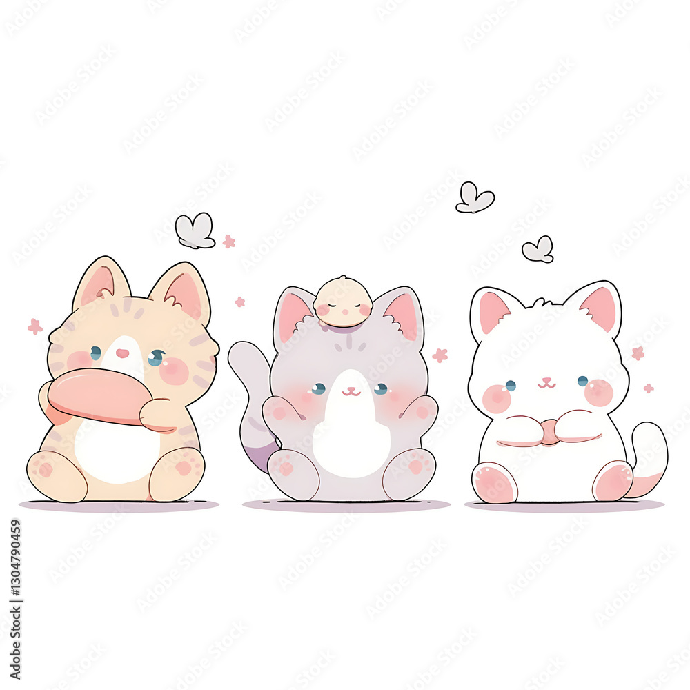 Playful and whimsical cat illustrations in vibrant and minimalist designs Playful and whimsical cat illustrations in vibrant and minimalist designs