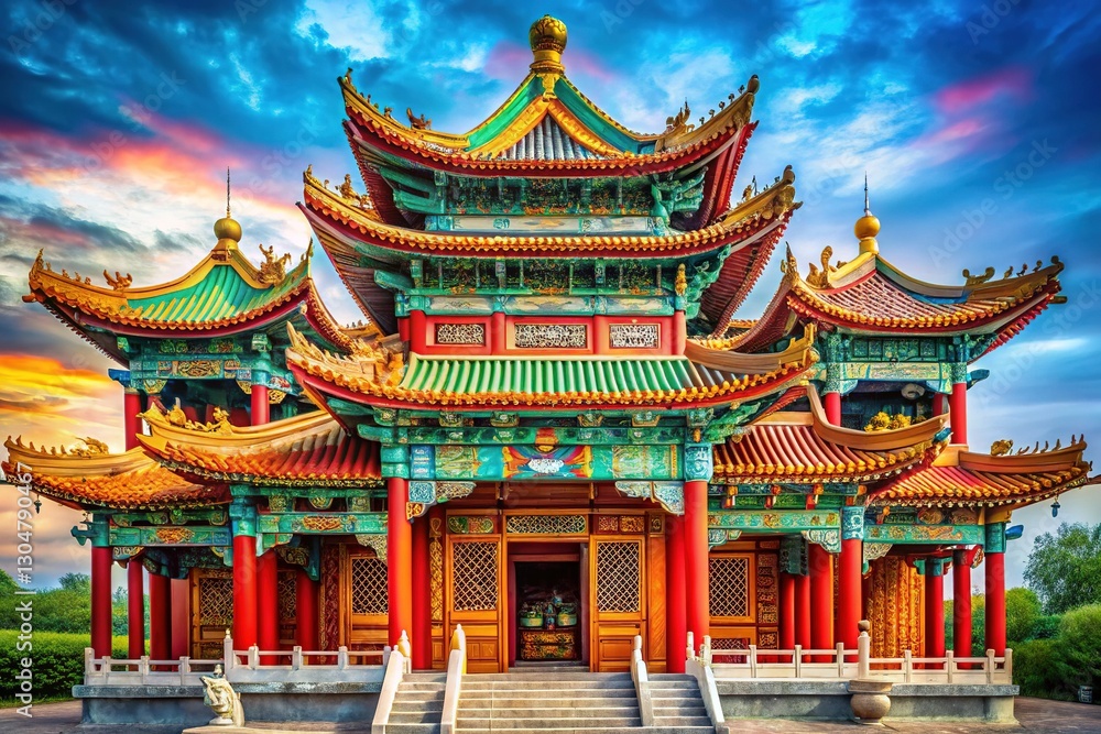 Naklejka premium Asian Beauty Baroque Art Style AI Photo