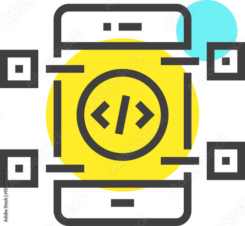 api interface flat line web icon concept