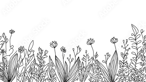 Wallpaper Mural Elegant botanical line art, modern doodle-style vector backgrounds Torontodigital.ca