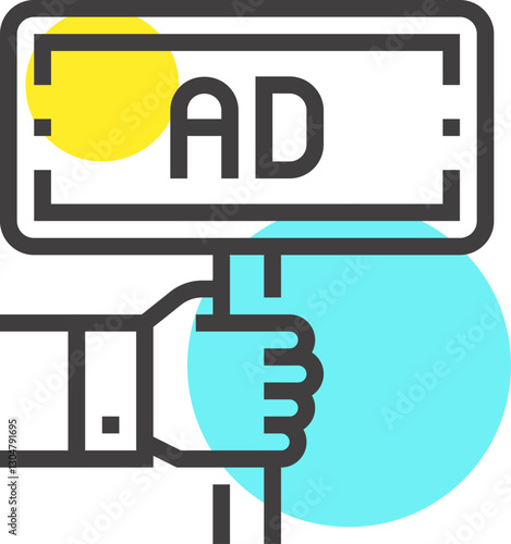 advertisement flat line web icon concept
