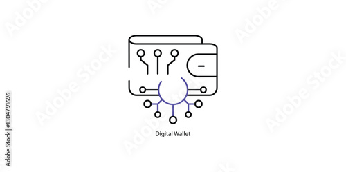 Digital Wallet Cryptocurrency Storage and Security Vector Icon