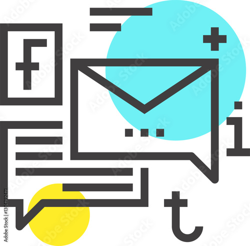 digital campaign flat line web icon concept