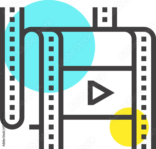 video production flat line web icon concept