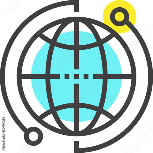 global business flat line web icon concept