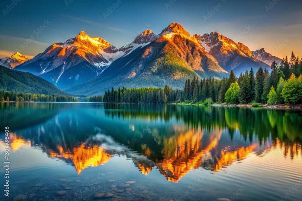 Fototapeta premium Vancouver Mountains, Sunlit Water - Long Exposure Photography