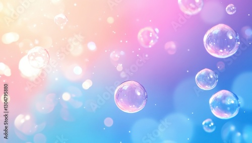 Abstract background with abstract molecules and bubbles on a blue gradient background