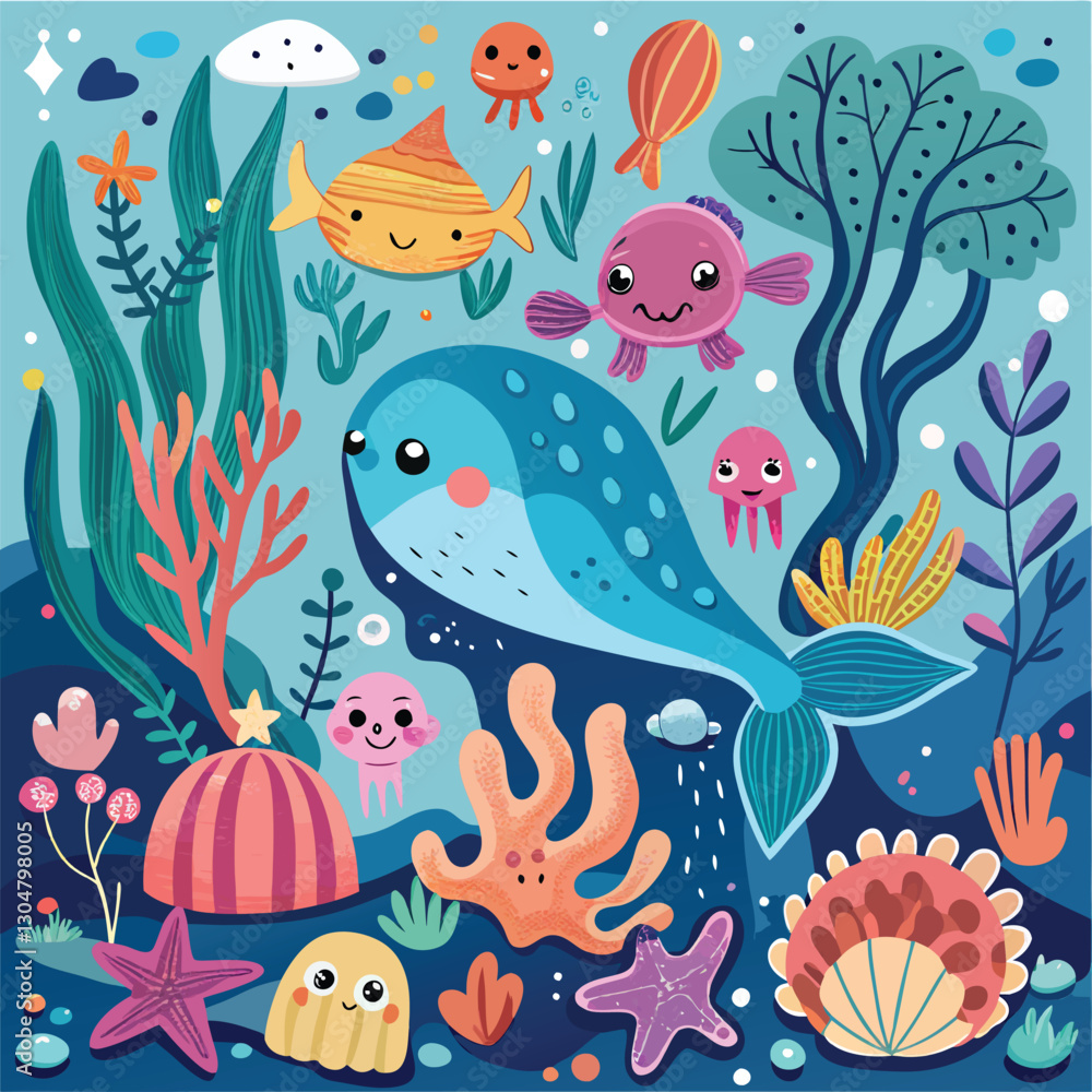 Fototapeta premium seamless pattern with fishes