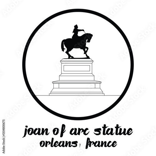 Circle Icon Joan of Arc Statue. Vector illustration