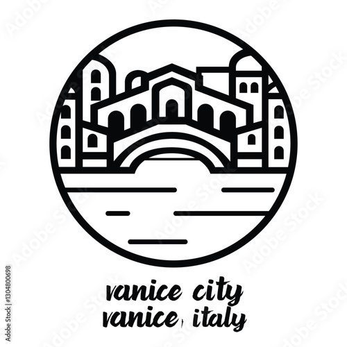 Circle Icon Vanice City. Vector illustration