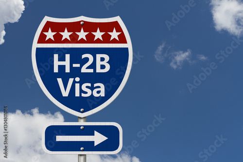 H2b Visa highway sign with arrow