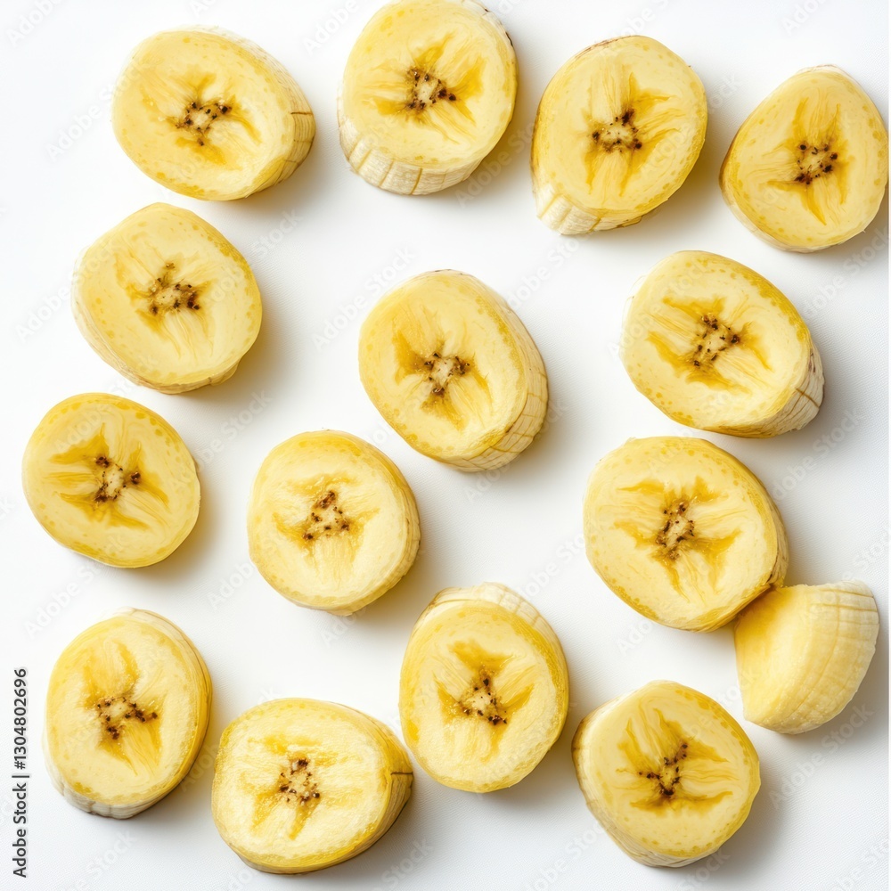Banana slices on white background Banana slices on white background