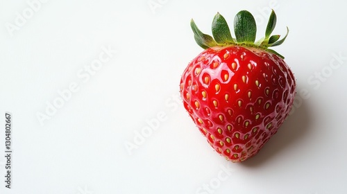 Single Fresh Strawberry on White Background photo