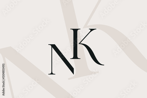 NK or KN letter logo icon design. Classic style luxury initials monogram.
