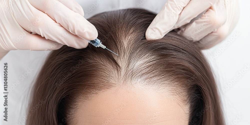 Obraz premium A person receiving a hair-filling treatment in a beauty salon.