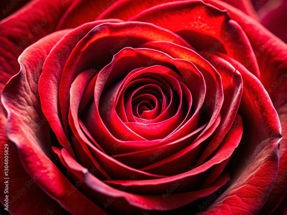 Naklejka premium Vibrant Red Rose Macro Photography: Abstract Close-Up Floral Image