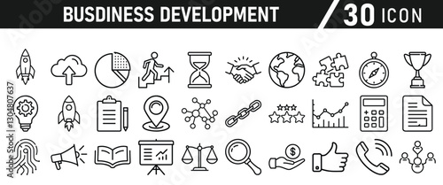 Business Management icons set. Schedule, plan, deadline, task, analysis, step, achievement and more icons. Vector illustration
