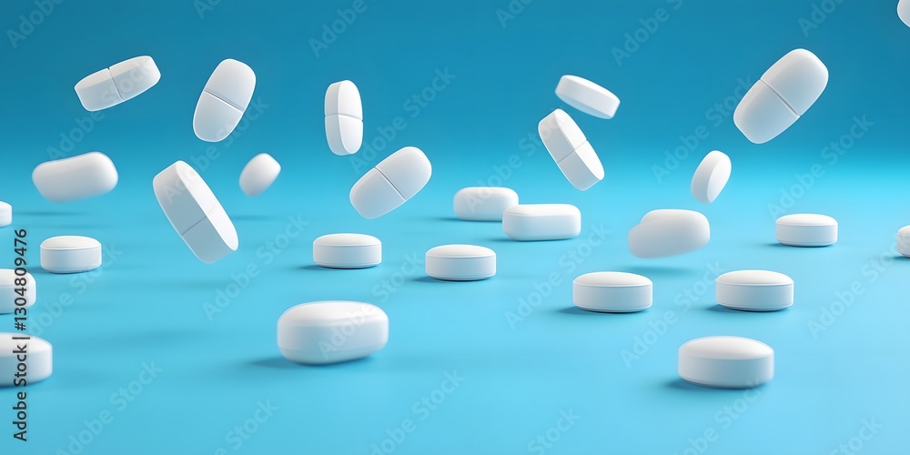 Realistic White Pills on a Bright Blue Background for Health and Pharmacy Concepts in Ultra HD Realistic White Pills on a Bright Blue Background for Health and Pharmacy Concepts in Ultra HD