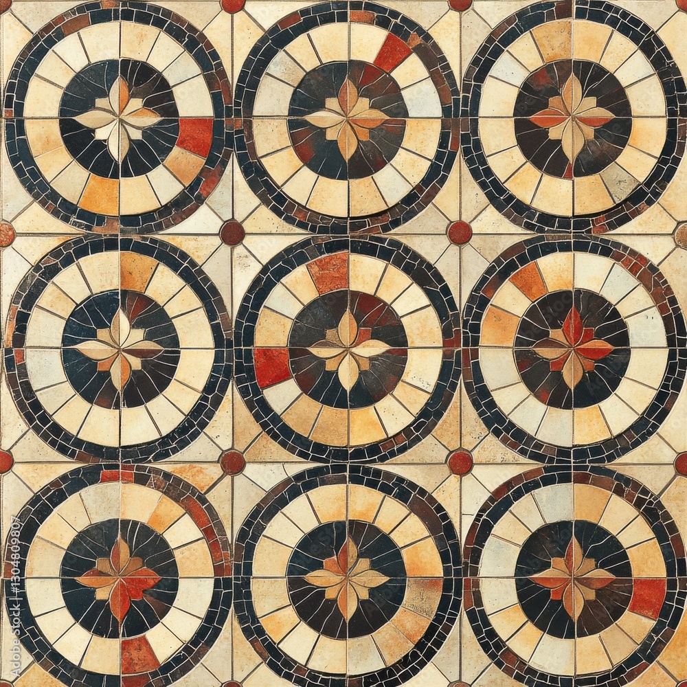 Obraz premium Decorative Mosaic Tile Pattern with Geometric Design Elements