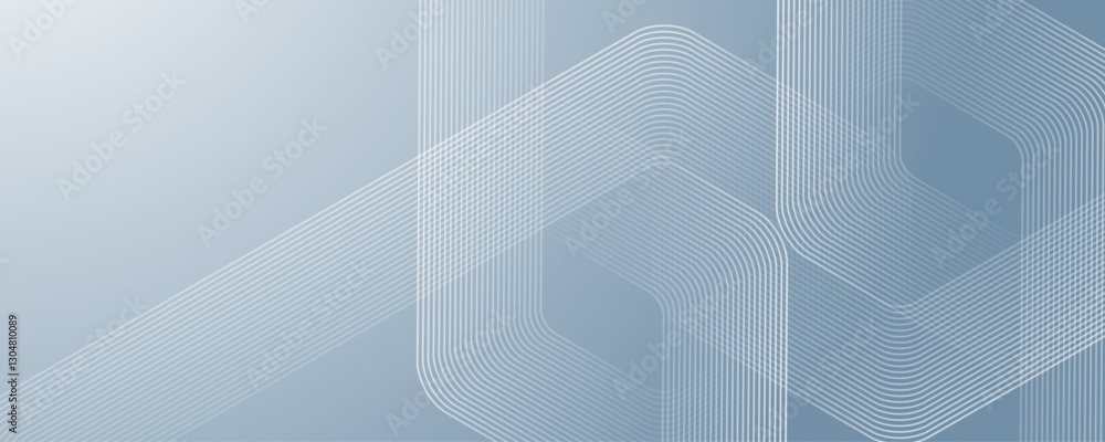 Digital futuristic technology concept with hexagons. Digital hexagonal blue abstract background. Geometric stripe line art design for poster, brochure, cover, banner, website, header