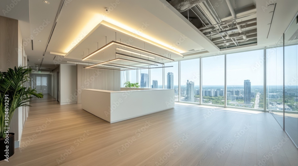 Fototapeta premium Modern office lobby with city view