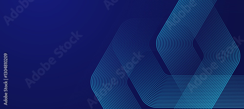 Digital futuristic technology concept with hexagons. Digital hexagonal blue abstract background. Geometric stripe line art design for poster, brochure, cover, banner, website, header