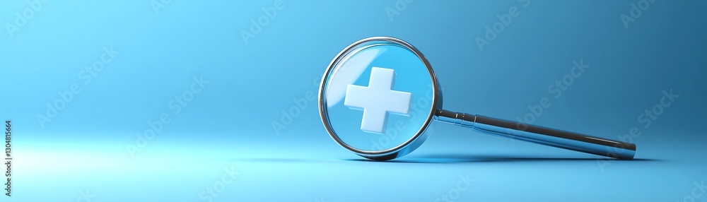 Fototapeta premium Magnifying glass displaying a plus sign