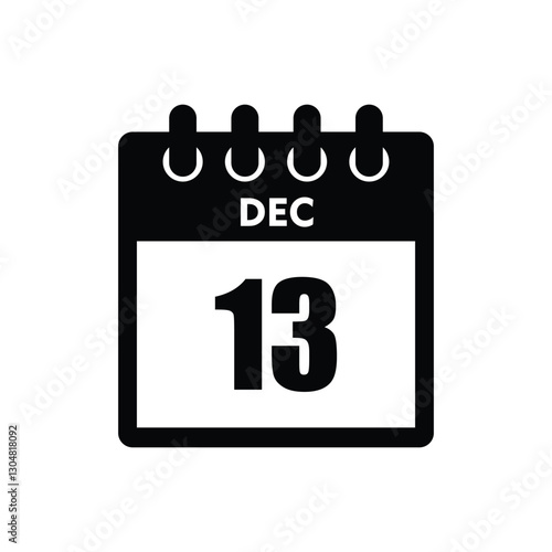 calender icon, 13 december icon with white background