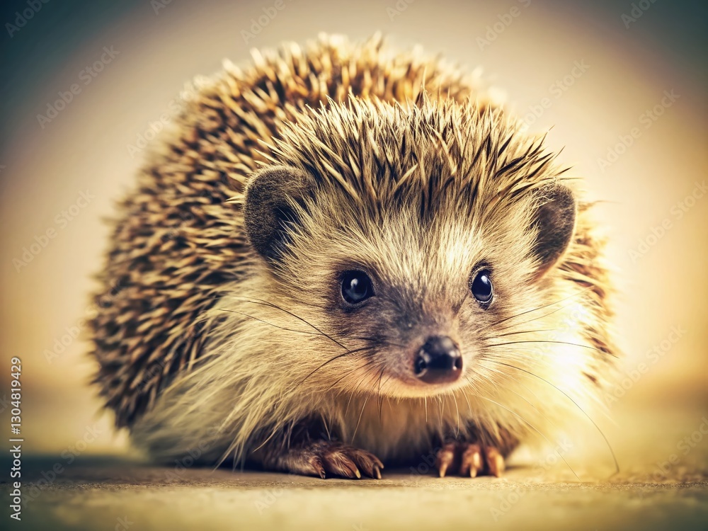 Fototapeta premium Vintage Photo: Hedgehog in Forest, Woodland Creature, Nature Wildlife