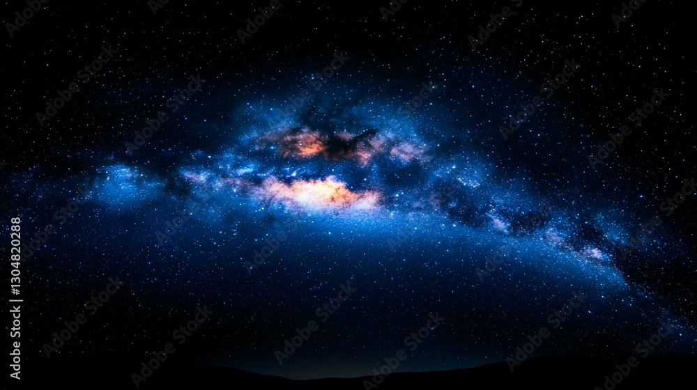 Fototapeta premium Stunning Milky Way Galaxy Over Dark Background with Twinkling Stars