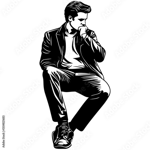 vector illustration of a businessman sitting position 
