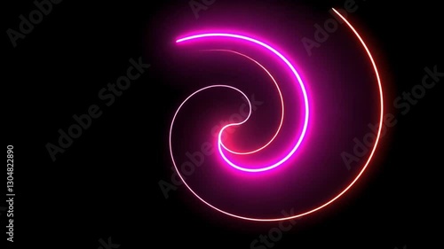 Wallpaper Mural Abstract Neon Spiral: Pink and Red Glowing Lines in Dark Background Torontodigital.ca