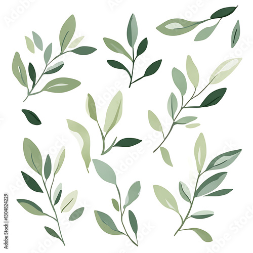 flowers and leaves in pictures illustrator2D