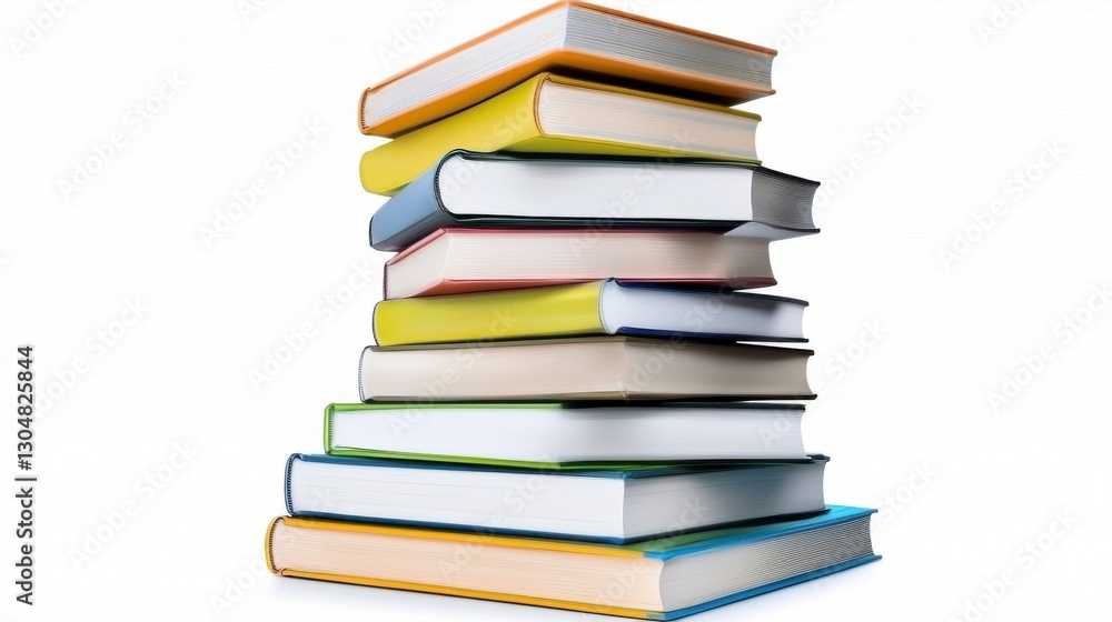 Stack of Colorful Books on White Background Stack of Colorful Books on White Background