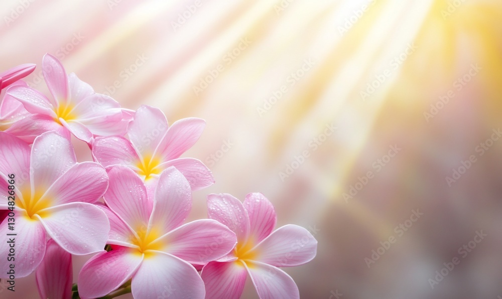 Pink Plumeria blossoms in sunlight Pink Plumeria blossoms in sunlight