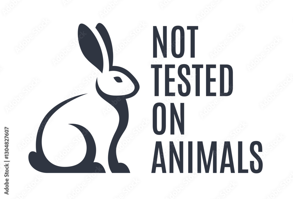 Fototapeta premium Not Tested on Animals Icon with Rabbit Symbol. Not Tested on Animals Concept. Vector Illustration. 