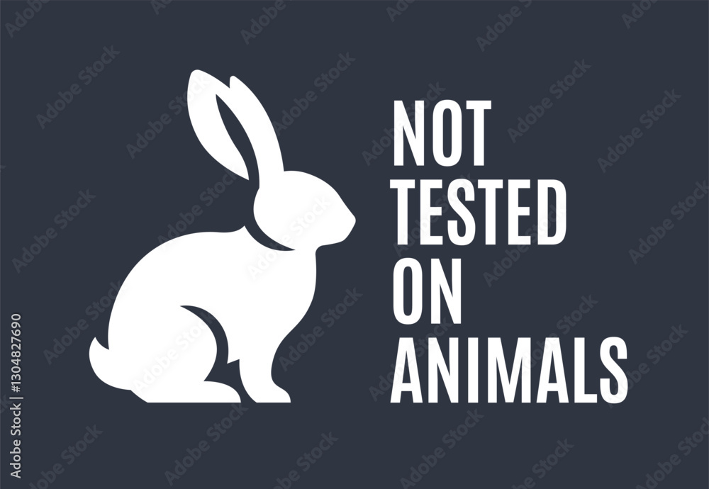 Fototapeta premium Not Tested on Animals Icon with Rabbit Symbol. Not Tested on Animals Concept. Vector Illustration.