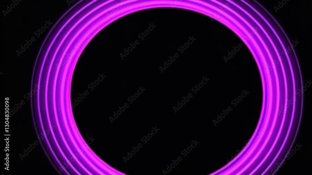 Abstract Purple Neon Circle Design: Glowing Rings on Black Background Abstract Purple Neon Circle Design: Glowing Rings on Black Background
