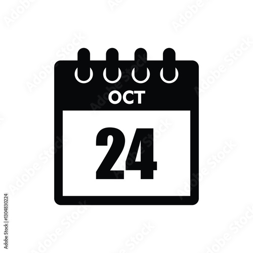 calender icon, 24 october icon with white background