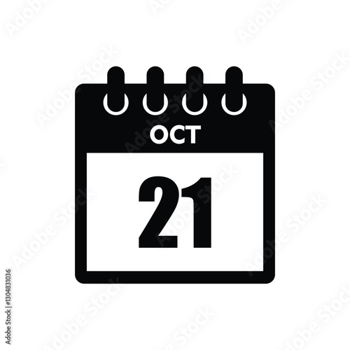 calender icon, 21 october icon with white background