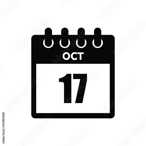calender icon, 17 october icon with white background