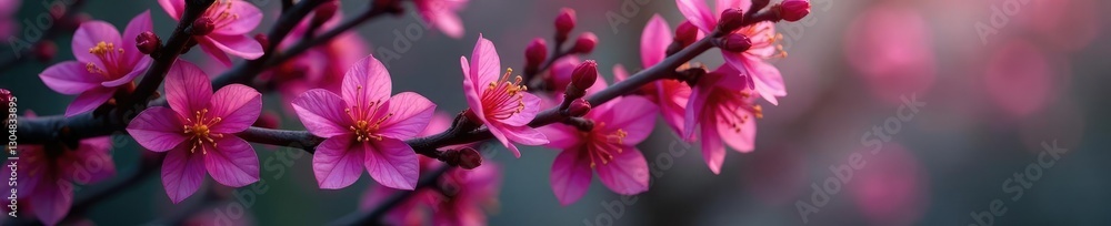 Branches covered in dark purple flowers of Erythrina fusca tree, botany, blooming branches, branching tree Branches covered in dark purple flowers of Erythrina fusca tree, botany, blooming branches, branching tree