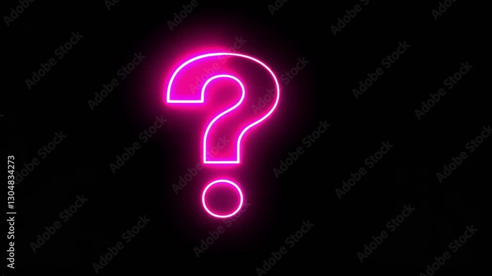 Neon Pink Question Mark on Black Background: Enigma and Inquiry Neon Pink Question Mark on Black Background: Enigma and Inquiry