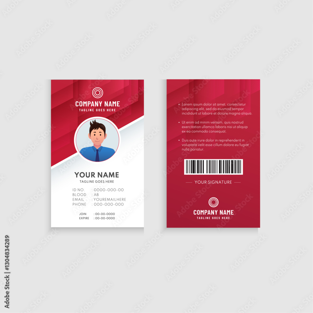 Fototapeta premium Modern ID Card Template, Professional ID Card Design, Clean ID Badge Template, Minimalist ID Card Layout, Corporate Identity Card Design 