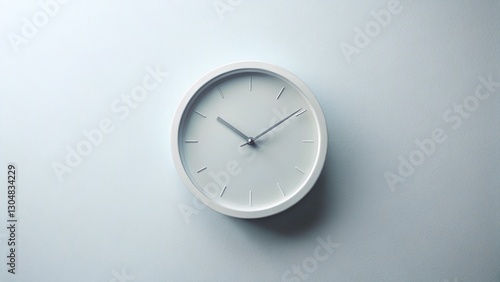 Wallpaper Mural White Clock on White Wall, 5:00 AM/PM - Minimalist Aerial View Stock Photo Torontodigital.ca