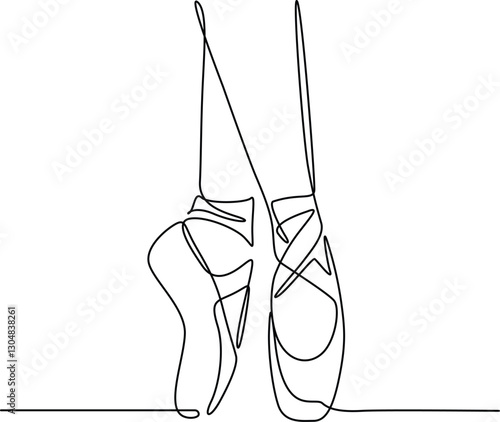 Ballet dancing shoes elegance continuous line drawing. 