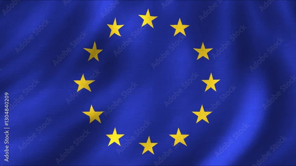 European Union national flag wavy animation with fabric texture. 4K quality European Union national flag wavy animation with fabric texture. 4K quality