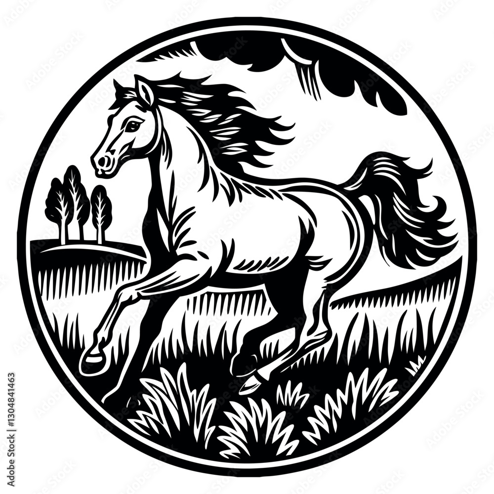 Fototapeta premium a-bright-golden-horse-galloping-in-an-emerald-gree