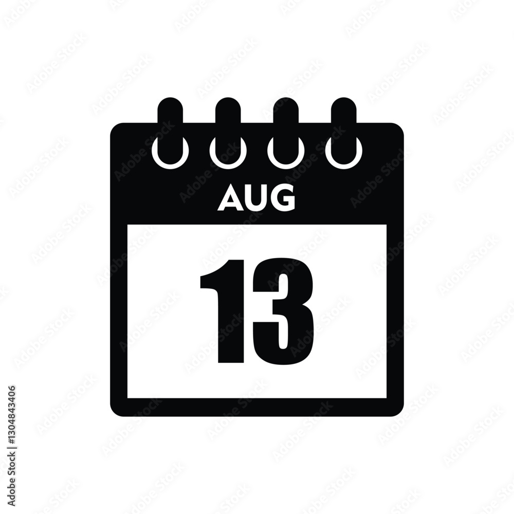 Fototapeta premium calender icon, 13 august icon with white background